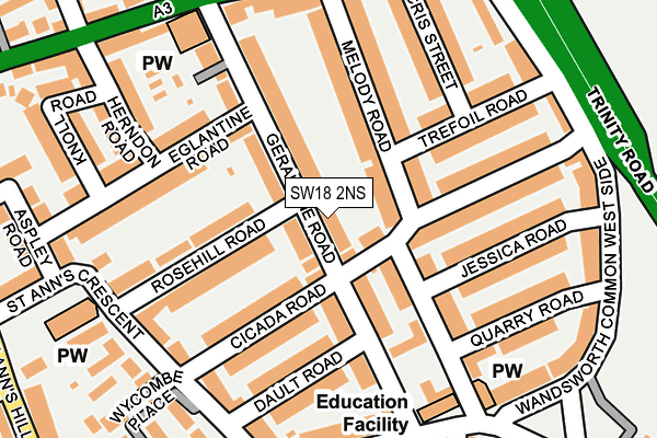 SW18 2NS map - OS OpenMap – Local (Ordnance Survey)