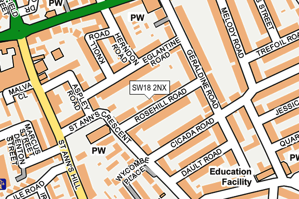 SW18 2NX map - OS OpenMap – Local (Ordnance Survey)