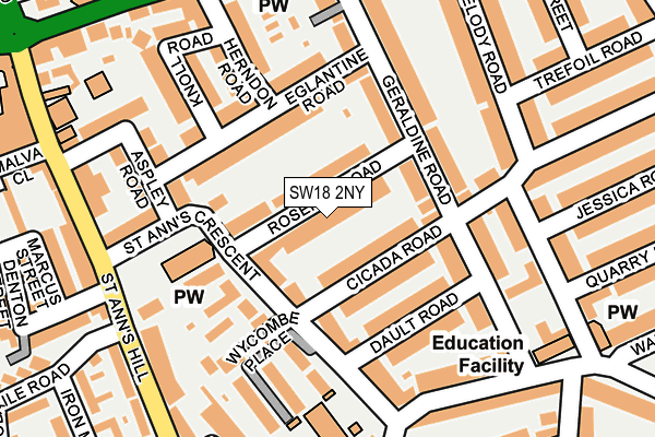 SW18 2NY map - OS OpenMap – Local (Ordnance Survey)
