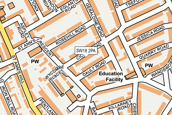 SW18 2PA map - OS OpenMap – Local (Ordnance Survey)