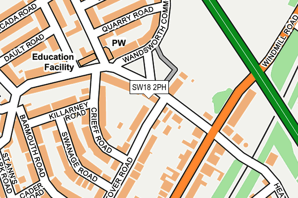 SW18 2PH map - OS OpenMap – Local (Ordnance Survey)