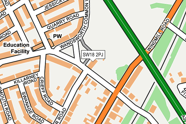 SW18 2PJ map - OS OpenMap – Local (Ordnance Survey)