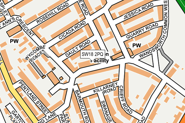 SW18 2PQ map - OS OpenMap – Local (Ordnance Survey)