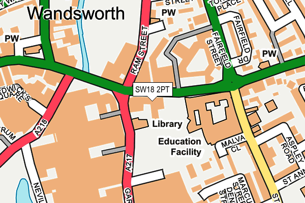 SW18 2PT map - OS OpenMap – Local (Ordnance Survey)