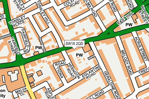 SW18 2QD map - OS OpenMap – Local (Ordnance Survey)