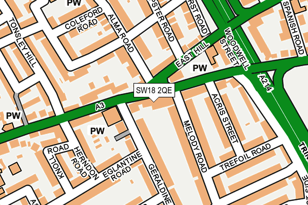 SW18 2QE map - OS OpenMap – Local (Ordnance Survey)