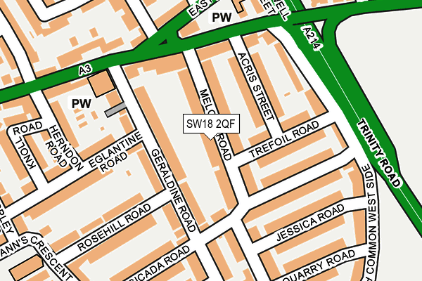 SW18 2QF map - OS OpenMap – Local (Ordnance Survey)