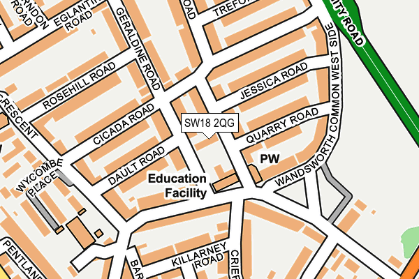 SW18 2QG map - OS OpenMap – Local (Ordnance Survey)