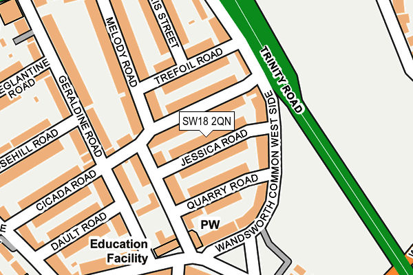 SW18 2QN map - OS OpenMap – Local (Ordnance Survey)