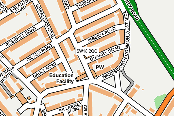 SW18 2QQ map - OS OpenMap – Local (Ordnance Survey)