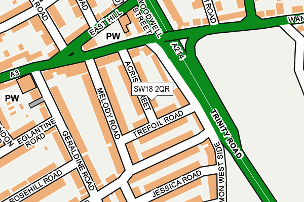 SW18 2QR map - OS OpenMap – Local (Ordnance Survey)