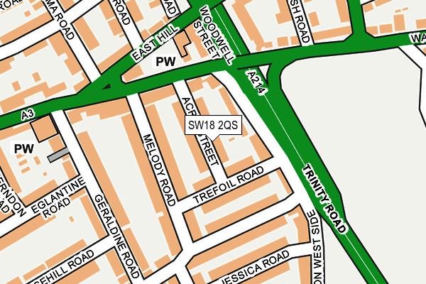SW18 2QS map - OS OpenMap – Local (Ordnance Survey)