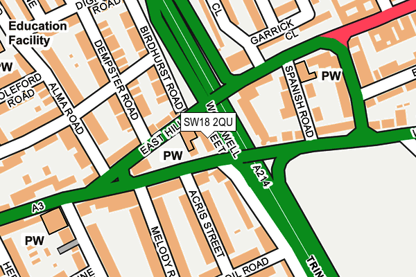 SW18 2QU map - OS OpenMap – Local (Ordnance Survey)
