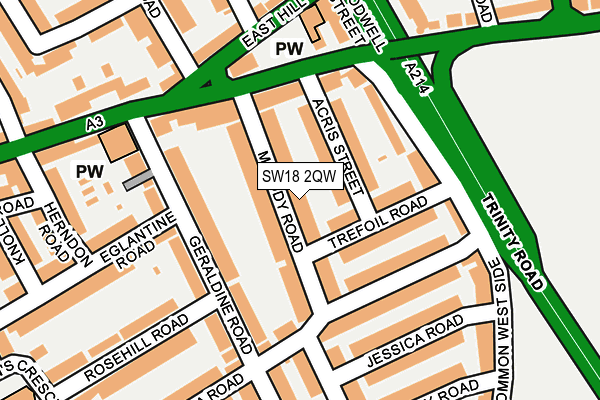 SW18 2QW map - OS OpenMap – Local (Ordnance Survey)