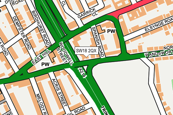 SW18 2QX map - OS OpenMap – Local (Ordnance Survey)
