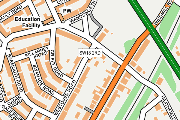 SW18 2RD map - OS OpenMap – Local (Ordnance Survey)