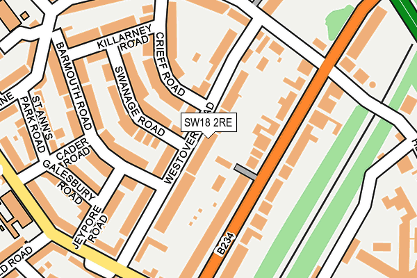 SW18 2RE map - OS OpenMap – Local (Ordnance Survey)