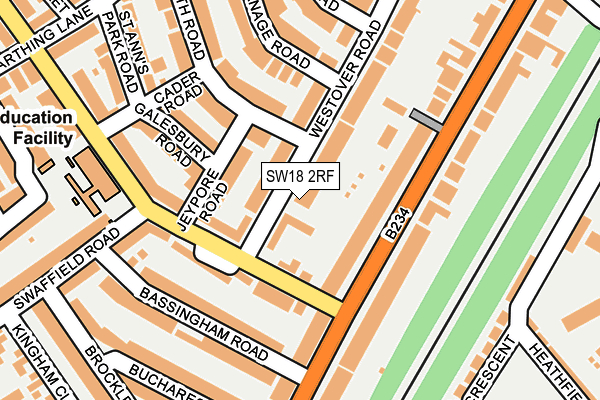 SW18 2RF map - OS OpenMap – Local (Ordnance Survey)