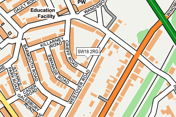 SW18 2RG map - OS OpenMap – Local (Ordnance Survey)