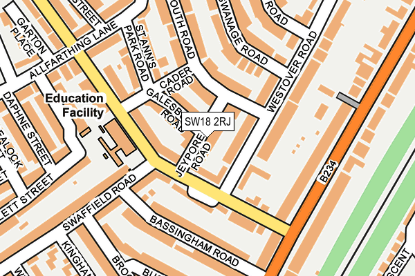 SW18 2RJ map - OS OpenMap – Local (Ordnance Survey)