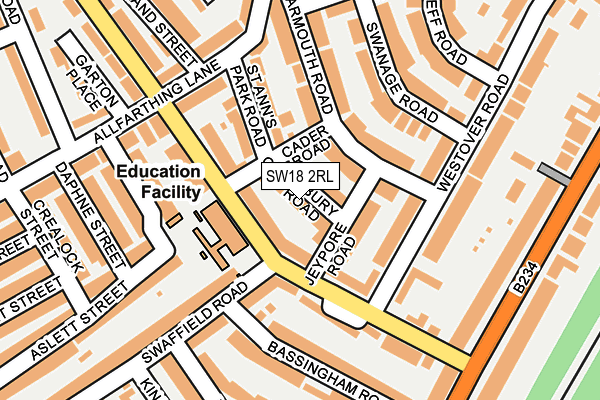 SW18 2RL map - OS OpenMap – Local (Ordnance Survey)
