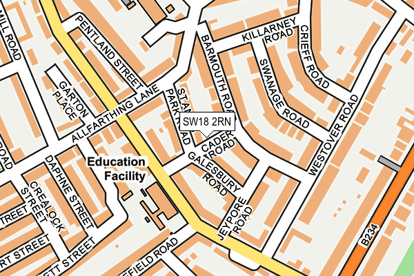 SW18 2RN map - OS OpenMap – Local (Ordnance Survey)
