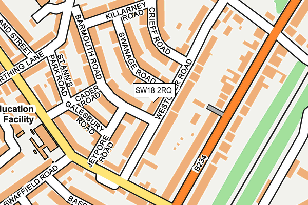 SW18 2RQ map - OS OpenMap – Local (Ordnance Survey)