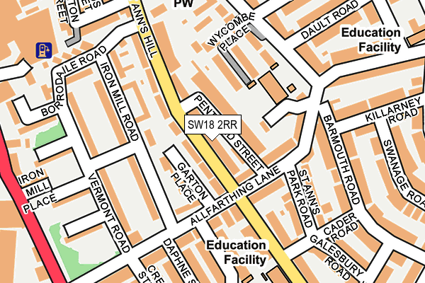 SW18 2RR map - OS OpenMap – Local (Ordnance Survey)
