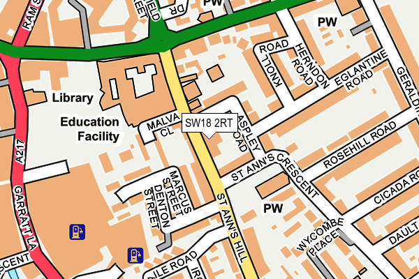 SW18 2RT map - OS OpenMap – Local (Ordnance Survey)