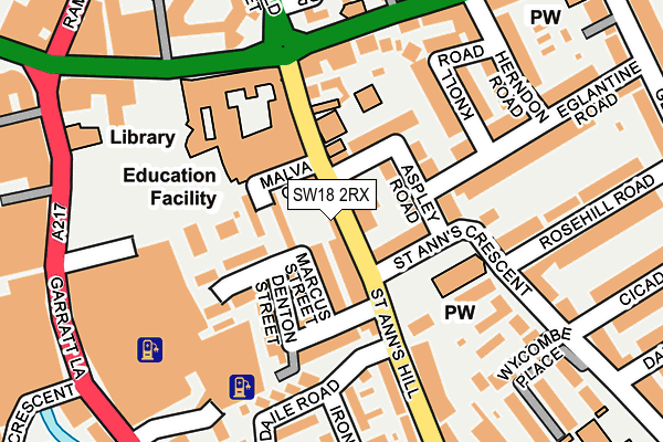 SW18 2RX map - OS OpenMap – Local (Ordnance Survey)