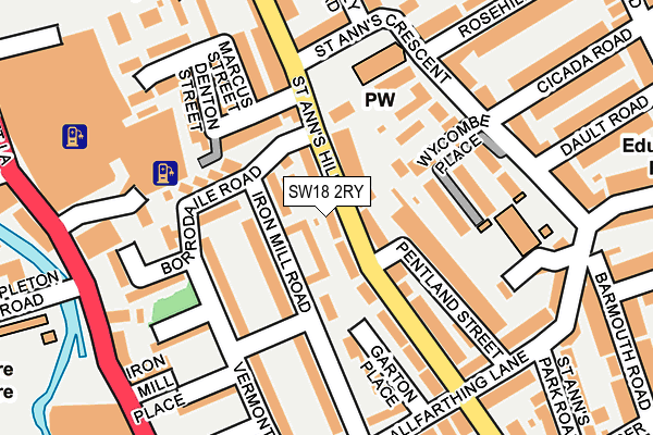 SW18 2RY map - OS OpenMap – Local (Ordnance Survey)