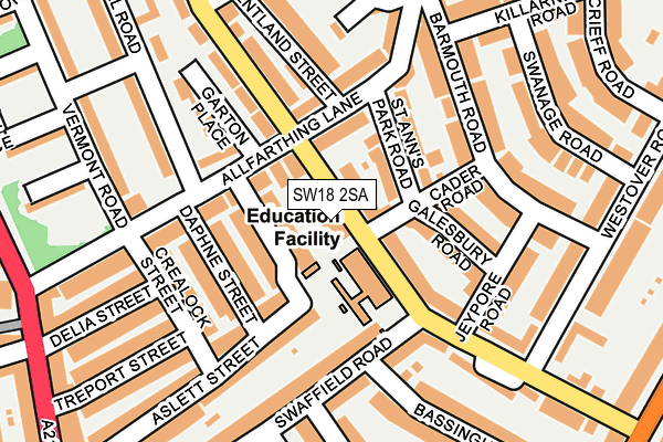 SW18 2SA map - OS OpenMap – Local (Ordnance Survey)