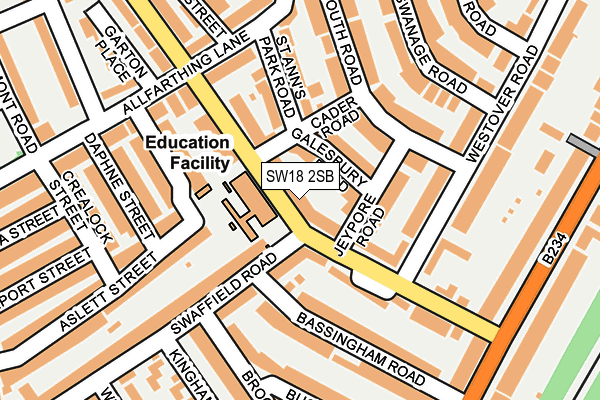SW18 2SB map - OS OpenMap – Local (Ordnance Survey)