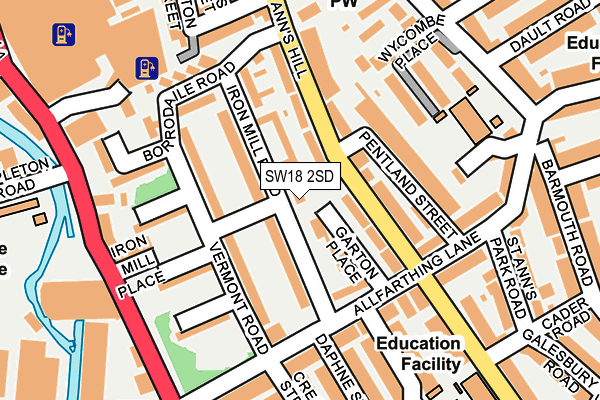 SW18 2SD map - OS OpenMap – Local (Ordnance Survey)