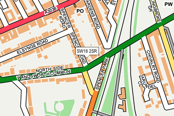 SW18 2SR map - OS OpenMap – Local (Ordnance Survey)