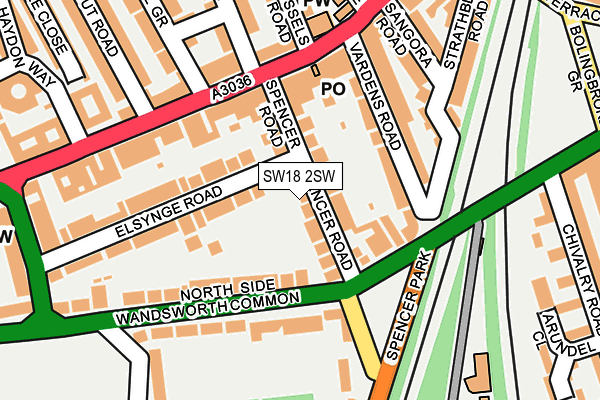 SW18 2SW map - OS OpenMap – Local (Ordnance Survey)