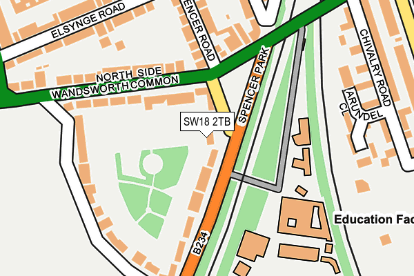 SW18 2TB map - OS OpenMap – Local (Ordnance Survey)