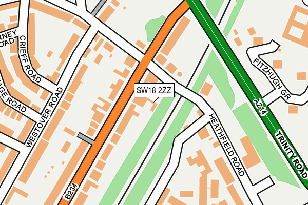 SW18 2ZZ map - OS OpenMap – Local (Ordnance Survey)