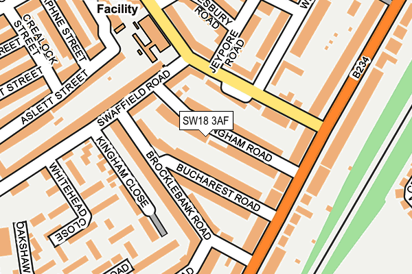 SW18 3AF map - OS OpenMap – Local (Ordnance Survey)