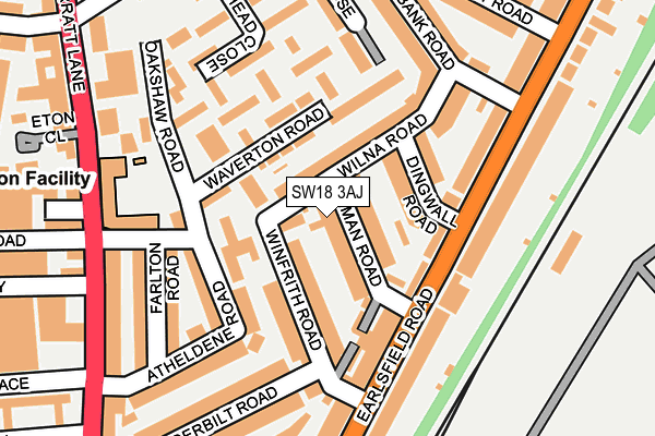 SW18 3AJ map - OS OpenMap – Local (Ordnance Survey)