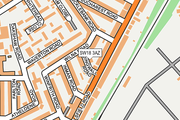 SW18 3AZ map - OS OpenMap – Local (Ordnance Survey)