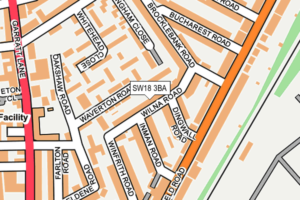 SW18 3BA map - OS OpenMap – Local (Ordnance Survey)