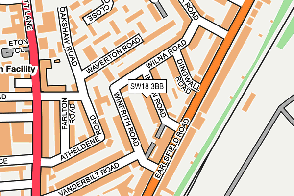 SW18 3BB map - OS OpenMap – Local (Ordnance Survey)