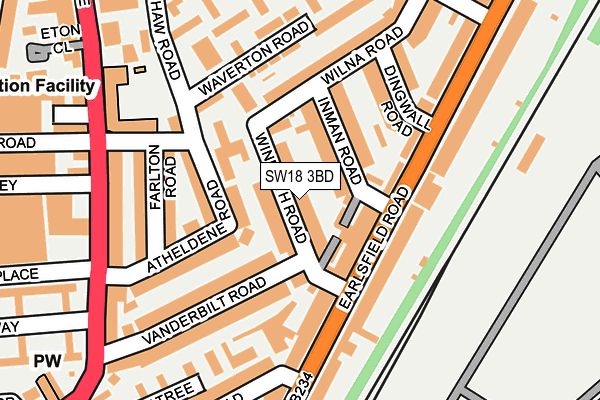 SW18 3BD map - OS OpenMap – Local (Ordnance Survey)
