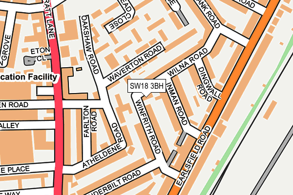 SW18 3BH map - OS OpenMap – Local (Ordnance Survey)
