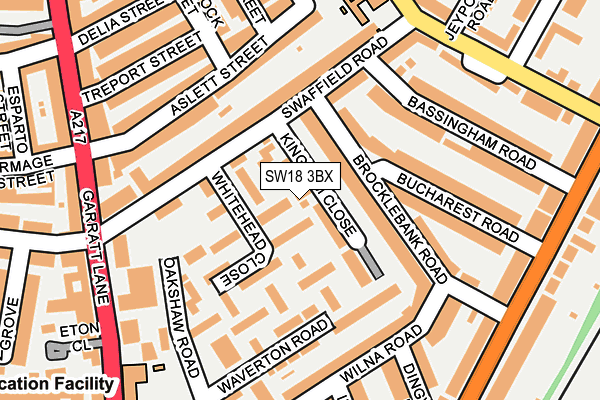 SW18 3BX map - OS OpenMap – Local (Ordnance Survey)