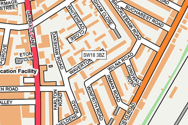 SW18 3BZ map - OS OpenMap – Local (Ordnance Survey)