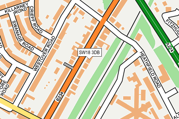 SW18 3DB map - OS OpenMap – Local (Ordnance Survey)