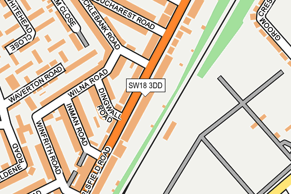 SW18 3DD map - OS OpenMap – Local (Ordnance Survey)