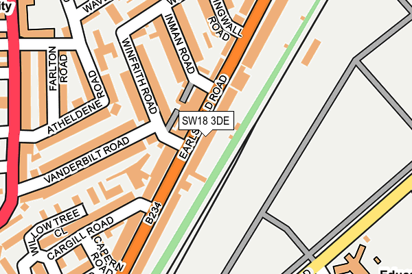 SW18 3DE map - OS OpenMap – Local (Ordnance Survey)